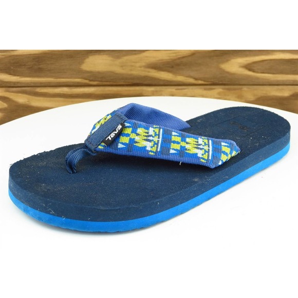 Teva Youth Boys Shoes Sz 2 M‎ Blue Fabric Flip Flop - Picture 1 of 8